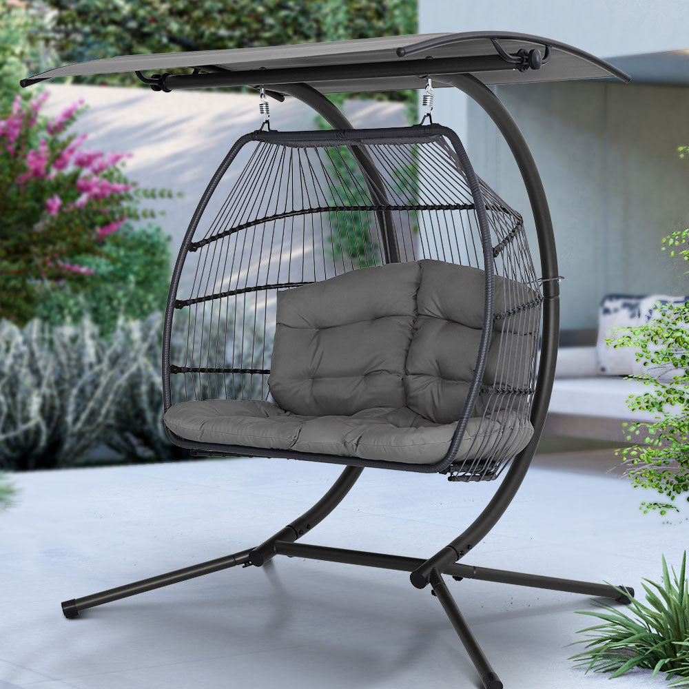 Armadale Luxury 2 Person Swing Egg Chair with Adjustable Canopy